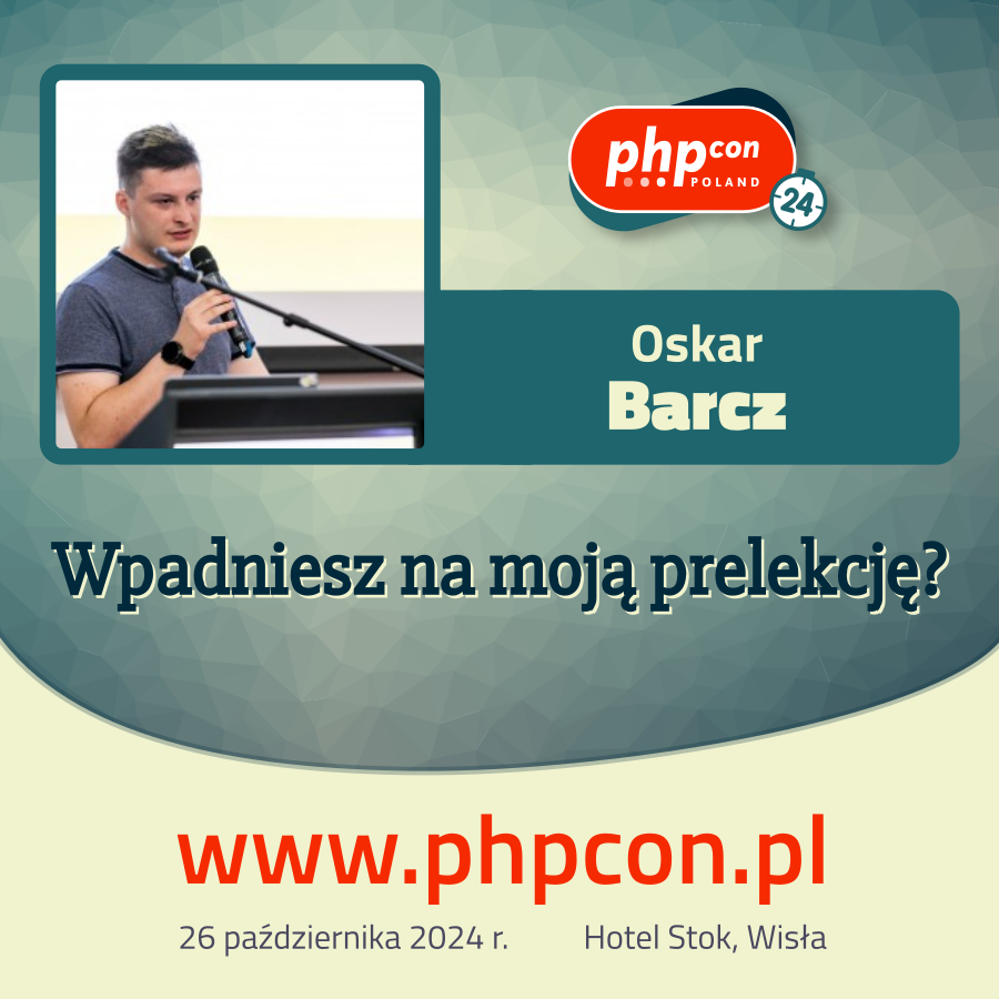 PHPConPoland's tweet photo. Jak przejąć projekt po innym zespole i nie zwariować?
@OBarcz #przejmowanie #audyt #planowanie #rozwój #konferencja #php
Zapraszam na moją prelekcję podczas #phpconpl24 w Wiśle, 26 października.
Bilety, agenda i wszystkie szczegóły na stronie https://t.co/zjO4wO7Fog https://t.co/UhxYsGFosp