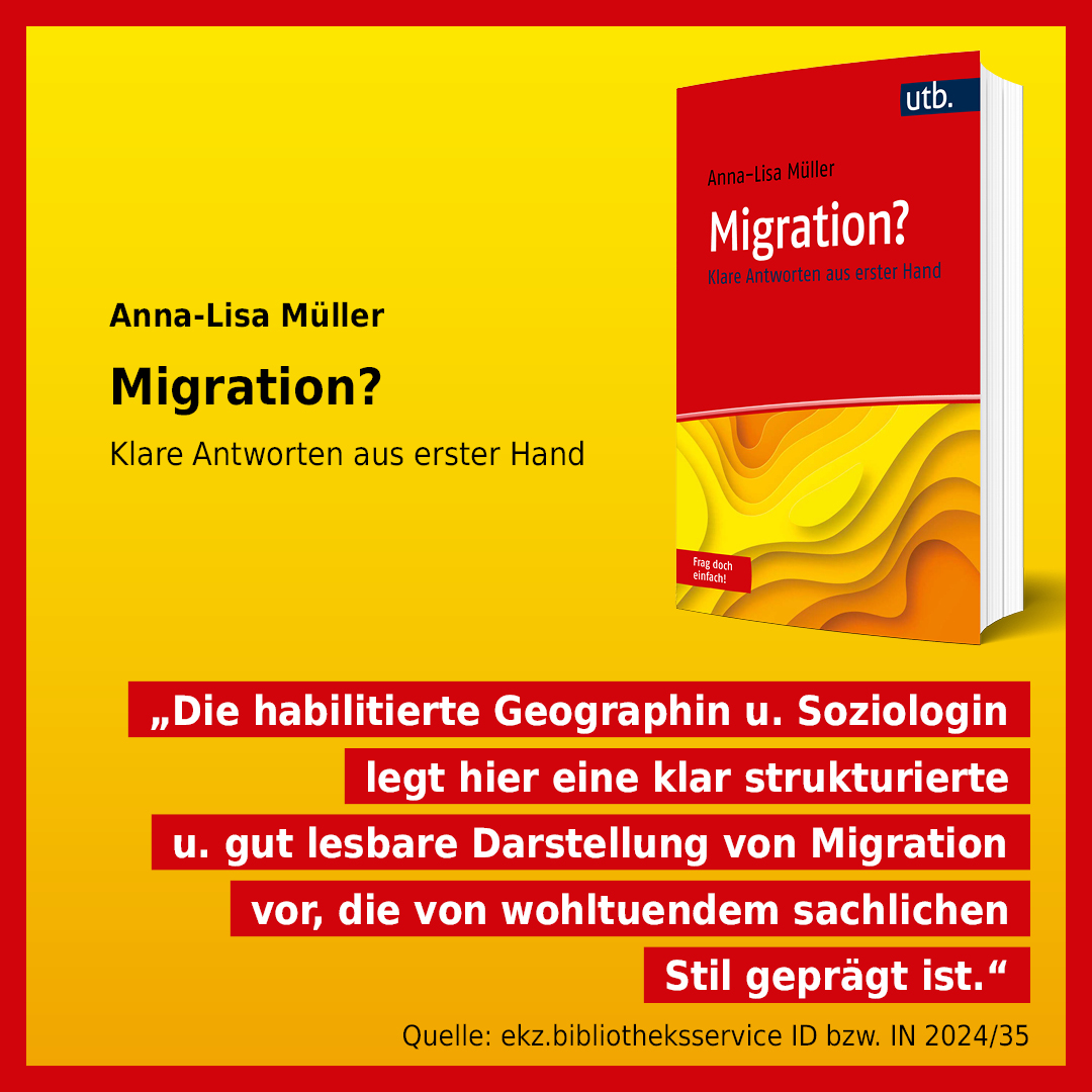 uvk_verlag's tweet photo. Eine schöne #Rezension zu "Migration? Klare Antworten aus erster Hand" (@annalytika) vom ekz.bibliotheksservice. Mehr zum Buch 👇
https://t.co/N0yu1IUZxW

@utb_stuttgart #uvkverlag #Migration #Soziologie https://t.co/CxExB9lz0O