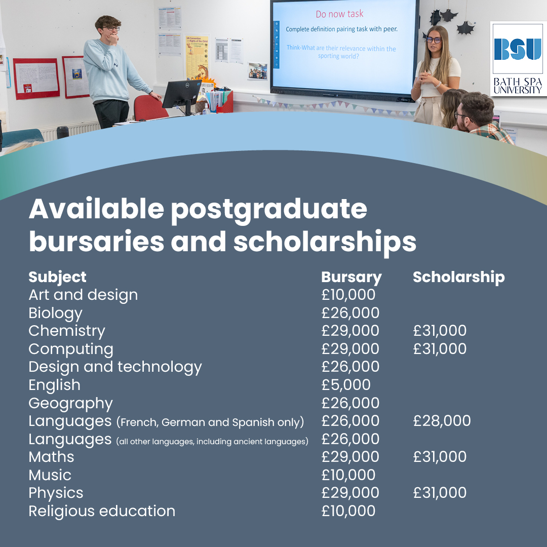 Are you graduating next summer? With postgraduate subject bursaries of up to £29,000, you could be job-ready in July 2026! #CornwallSCITT offer exceptional teacher training programmes (PGCE with QTS) validated by Bath Spa University. 
#TrainToTeach #GetintoTeaching #SCITT