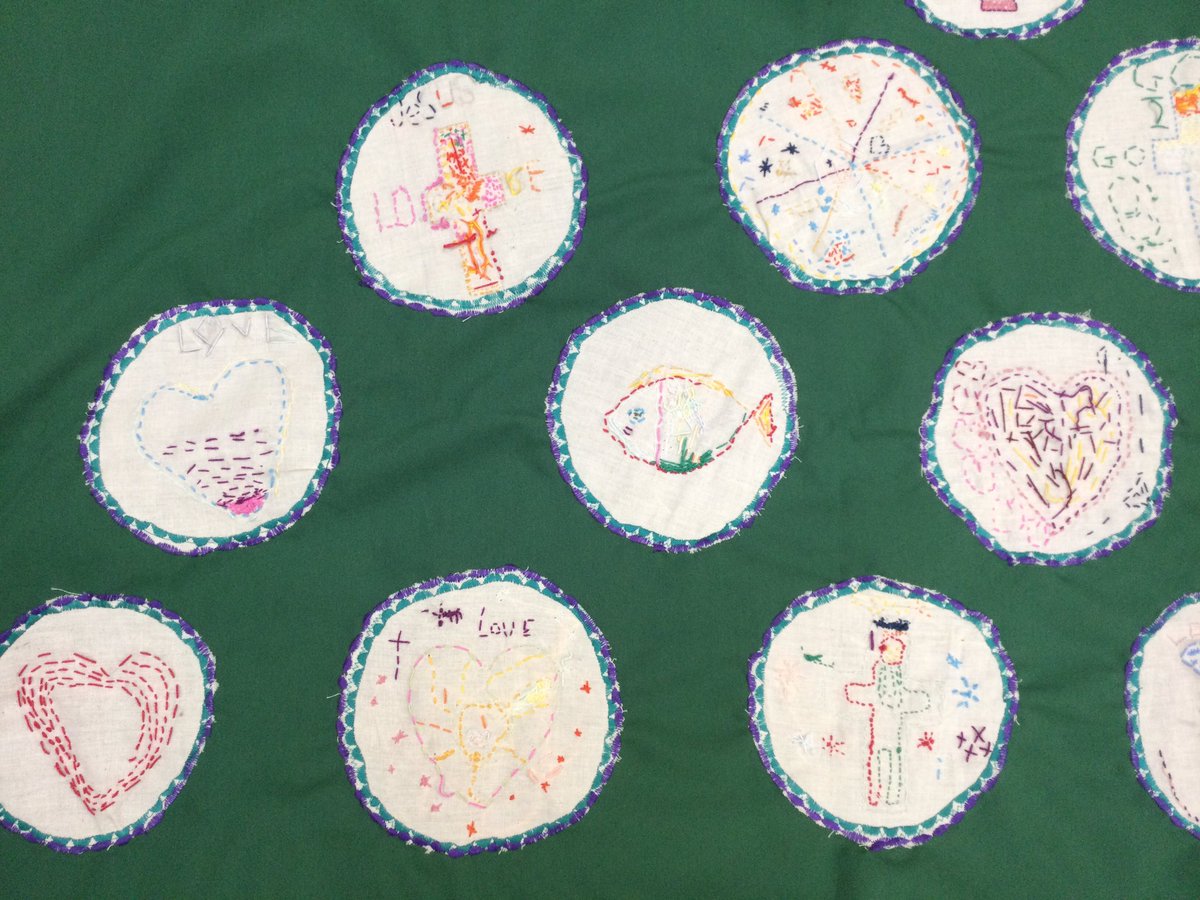 One very happy Headteacher today. Year 4, your stitches and design skills are fabulous. Now it’s going to be admired in every Collective Worship across our school community. Now for those bookmarks………😍