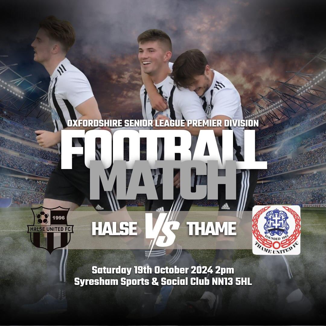 The lads are back at home this week after a narrow defeat last weekend.

Halse came out victorious (4-3) in this game in pre-season

Details below:
🆚 <a href="/ThameResUtd/">Thame United Reserves FC</a> 
⏰ 2pm KO
🏟️ <a href="/SyreshamSports/">Syresham Sports</a> NN13 5HA
🏆 <a href="/OxonSeniorL/">Oxfordshire Senior League</a> 

Come along and support the lads⚽️

#UpTheHalse⬛️⬜️