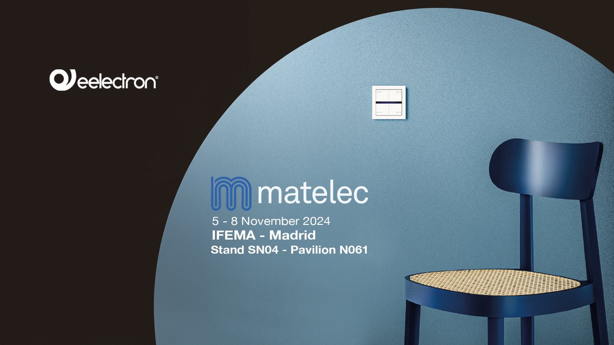 #Matelec - 5 to 8 November 2024
International Trade Fair for the #Electrical and #ElectronicsIndustry. 
We will be present on the #KNX stand, we look forward to seeing you at Stand 6N04 - Pavilion N061
Get you pass → ow.ly/2JOu50TObOb 
#eelectron #IFEMAMADRID