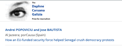 🔵 ¡Buenas noticias!
porCausa y Al Jazeera, FINALISTAS del Premio de Periodismo Daphne Caruana Galizia 2024 por esta investigación.
Enhorabuena también para nuestros compañeros <a href="/AndreiPopoviciu/">Andrei Popoviciu</a> y <a href="/JoseAntonio_BG/">✳️José Ant Bautista</a>
Gracias a la comunidad de porCausa por hacer posible nuestra labor