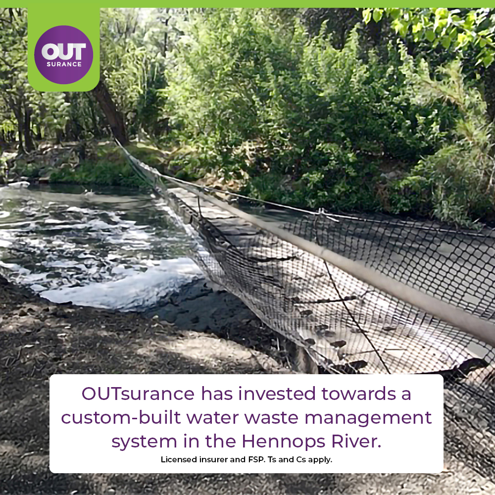 OUTsurance has committed R330,000 towards a custom-built water waste management system in the Hennops River. Click here bit.ly/3A1LuTA to read more.