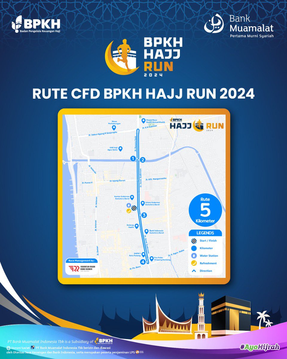 Assalamualaikum, BMers!

Siapa yang belum mendapatkan slot untuk BPKH Hajj Run 2024? 👋🏻

Plah, ikuik CFD wak sanak! Buat persiapan BPKH Hajj Run 2024 di Padang~

Dapatkan diskon 50K untuk Pendaftaran BPKH Hajj Run. Catat waktu dan lokasinya, ya!

🗓️ : Minggu, 20 Oktober 2024
🕕 :