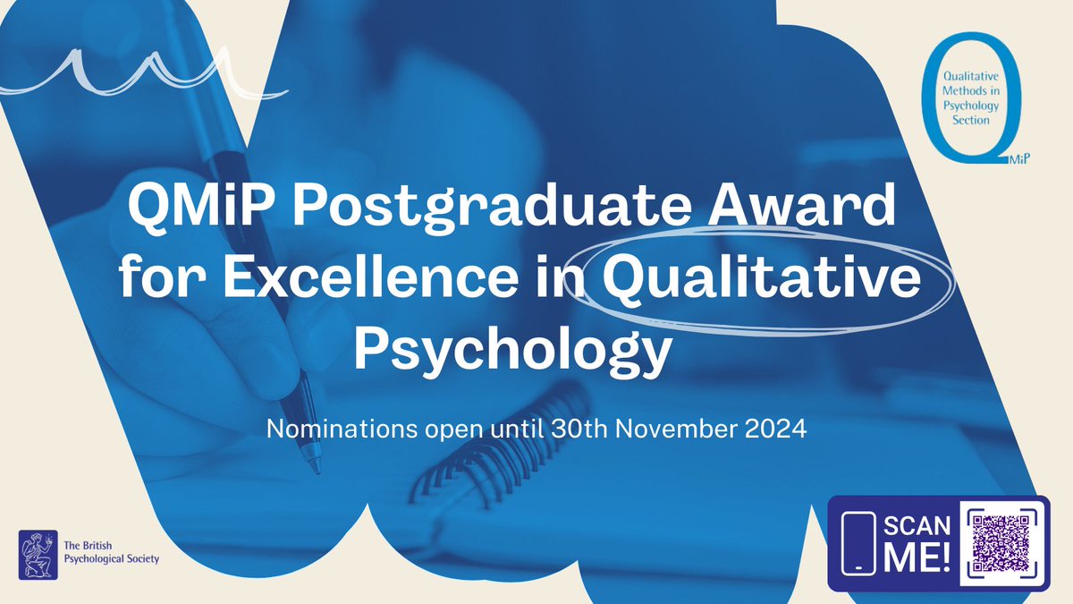 Exciting news! We are delighted to launch our new Postgraduate/Masters award for excellence in Qualitative Psychology. Submit your nominations via the link. response.questback.com/isa/qbv.dll/by…