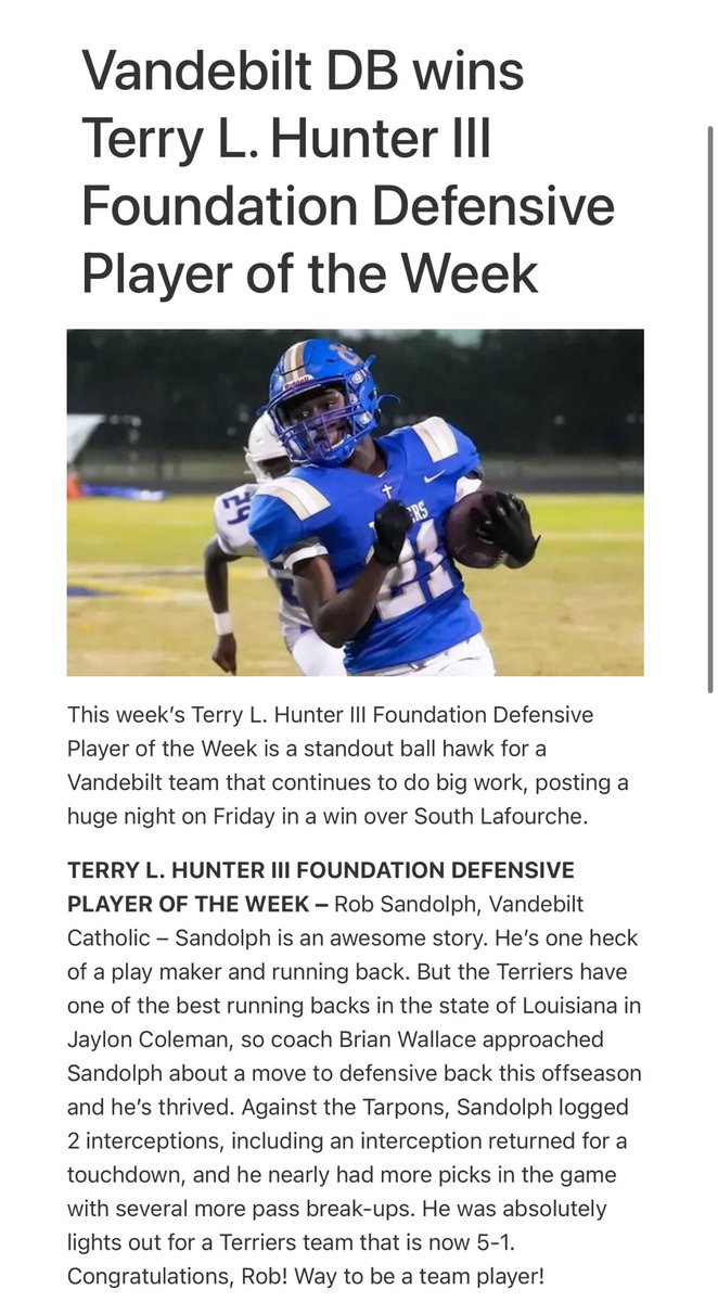 SandolphRobert's tweet image. Grateful 🙌🏾 #Godisgood #cornerback @CoachB_Wallace