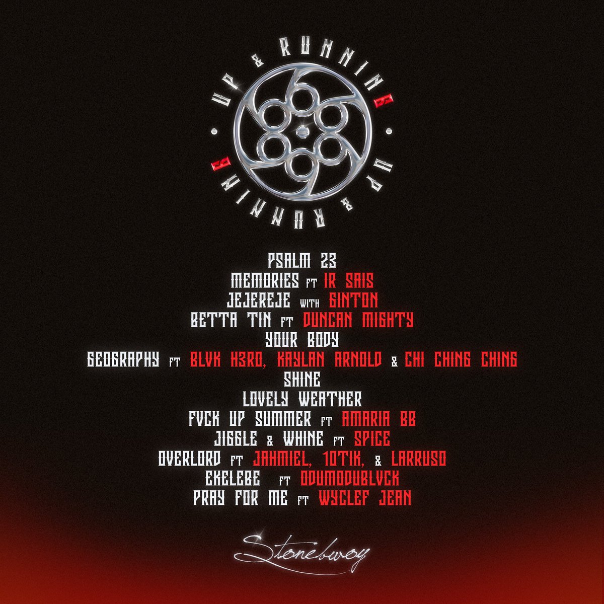 🚨 NEW STONEBWOY ALBUM 
💿 UP &amp; RUNNING 
🗓️ OCTOBER 24

🤝 Features include Odumodublvck, Duncan Mighty, Wyclef Jean and more 💪🏽