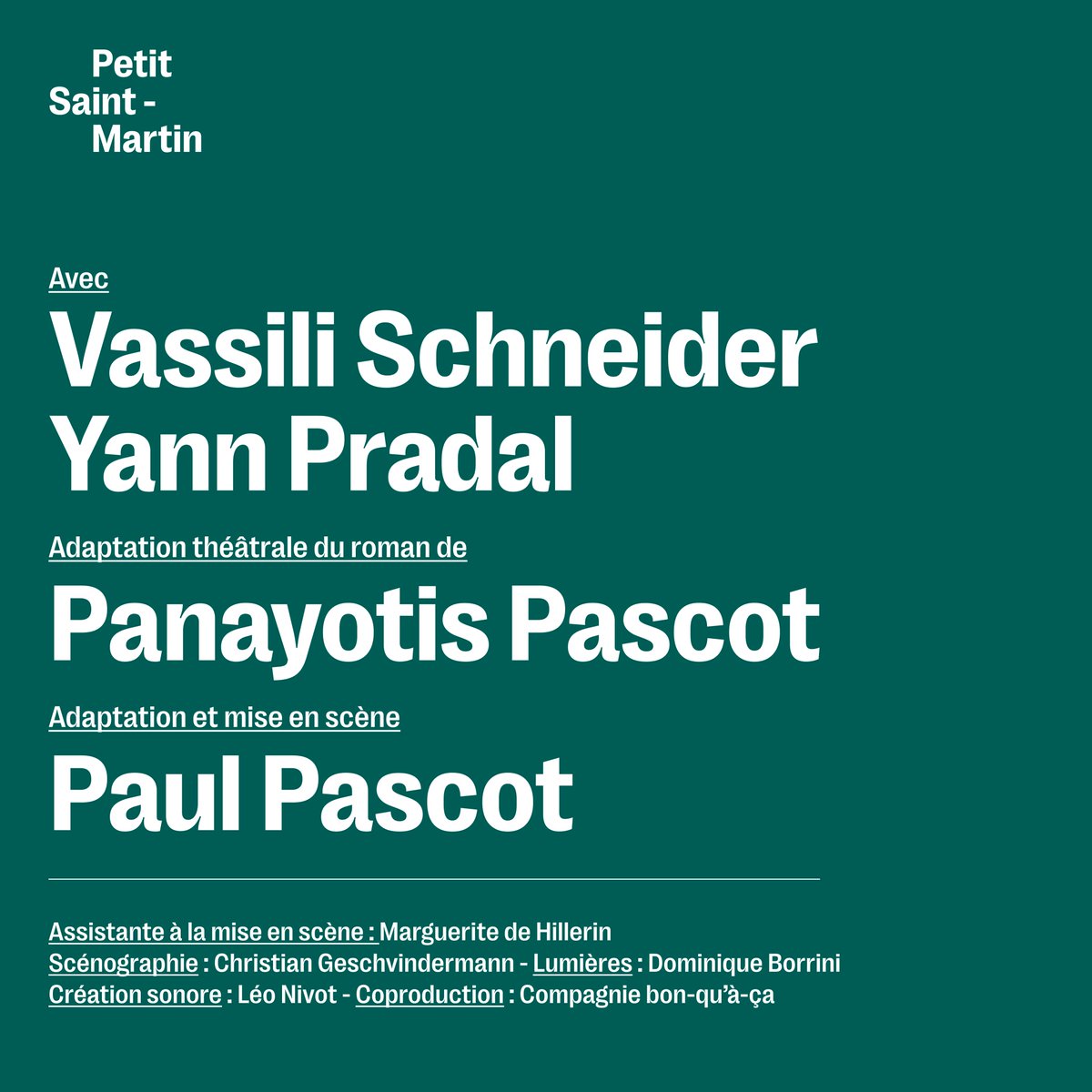 Dès le 4 novembre au Petit Saint-Martin. 🥰

#theatre #petitsaintmartin #panayotis