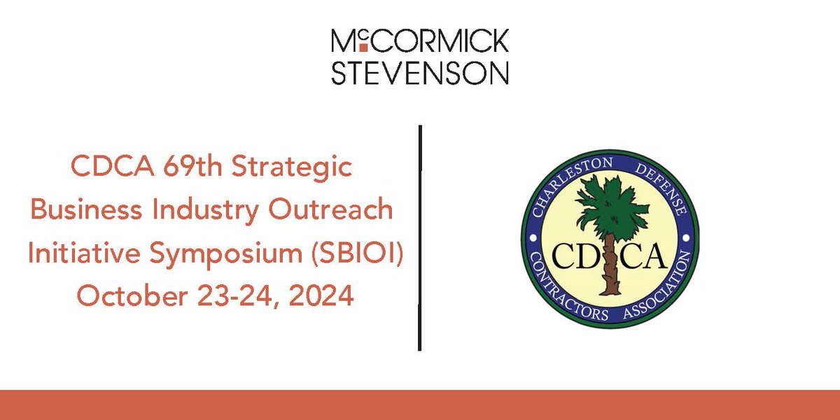 <a href="/mccst/">McCormick Stevenson</a> is heading to Charleston on 10/23-24 for <a href="/CharlestonDCA/">CDCA</a> #SBIOI. It's a great opportunity to explore partnerships &amp; support the Defense Industrial Base! Join us and meet with <a href="/agauzens/">Alan Gauzens</a>. More info at bit.ly/4edcNZW #engineering #defense mccst.com