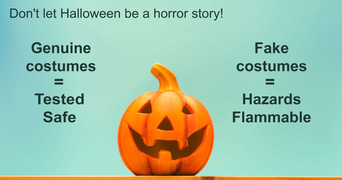 IPOEnforcement's tweet photo. Fake Halloween costumes can be highly flammable! Don't let your child's fun turn into a nightmare.
Criminals taking advantage of consumers at Halloween could be selling unsafe copies of well-known brands.

Read our tips for shopping safely: https://t.co/GYcyKrjFpp https://t.co/wBRXn2gIzk