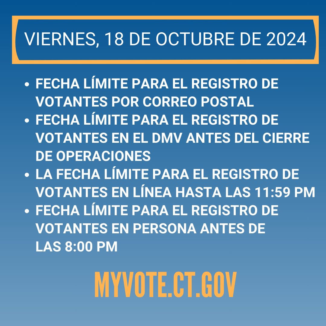 unitedwayinc's tweet image. Connecticut voter registration ends TODAY! 📆 Visit MyVote.CT.gov for all you need to know about elections in Connecticut.

#voterregistration #yourvote #yourvoice #yourvotematters #vote2024 #getregistered