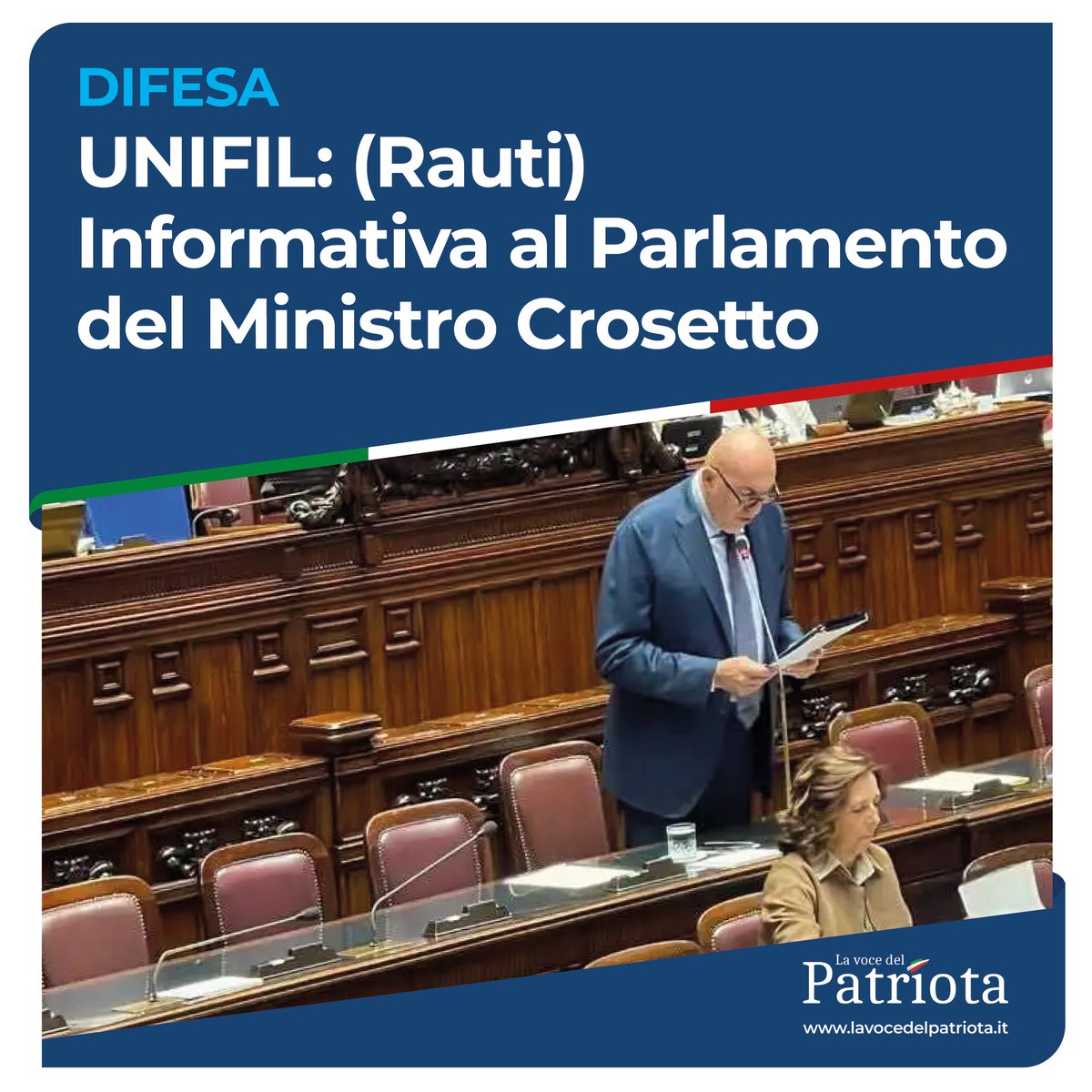 isabellarauti's tweet photo. Difesa, UNIFIL: (Rauti) Informativa al Parlamento del Ministro Crosetto 
https://t.co/MbktgPFbh4 via @vocedelpatriota 

#Senato #Camera #UNIFIL #CaschiBlu #Onu #NU #brigataSassari #ForzaParis #libano #blueLine #UnaForzaperilPaese #ForzeArmate 

@GuidoCrosetto @MinisteroDifesa @SM_Difesa @Esercito @ItalianAirForce @ItalianNavy @_Carabinieri_