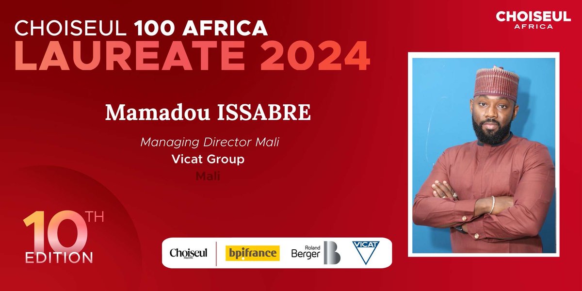 Nous sommes fiers d’annoncer que M. Mamadou Issabre, notre Directeur Général, a été sélectionné pour la deuxième année consécutive parmi les leaders du classement #Choiseul100Africa/ 2024.
#Choiseul100Africa #Leadershipafricain #CimentsEtMatériauxDuMali #cmm