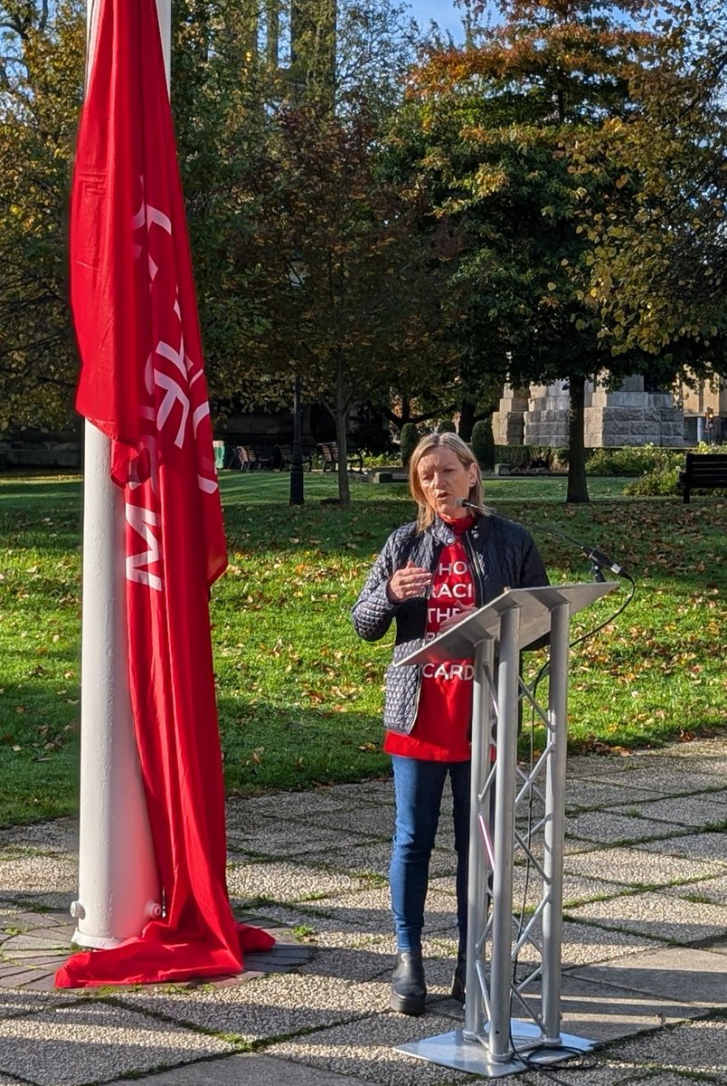 NorthernUNISON's tweet photo. TODAY is Wear Red Day. 💃🧣

We were proud to attend the flag raising in Newcastle to support #ShowRacismtheRedCard 🟥with regional secretary Clare Williams and regional convenor Nicky Ramanandi representing UNISON.

Show us your #OOTD on Wear Red Day and let's get it trending! #WRD24 ❤️ @SRTRC_England