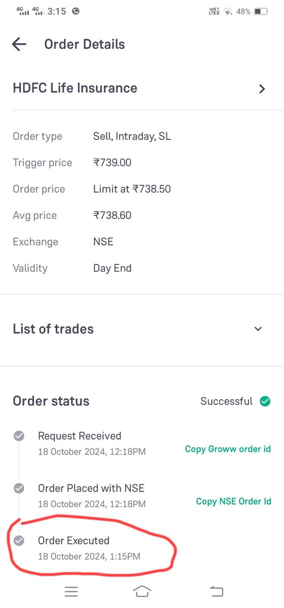 rameshkuseth's tweet photo. Alert🚨 please stop using groww app

Today i bought HDFC life ins 
And put sl at 739 with limit 738.5 as rules .

But my SL got hitted at 1:15 PM , but candle low is only 739.35,  is this in good faith for public ??
 
@_groww @Atulsingh_asan @NSEIndia  @kuttrapali26
Please help🙏 https://t.co/HpMu9A9GhR