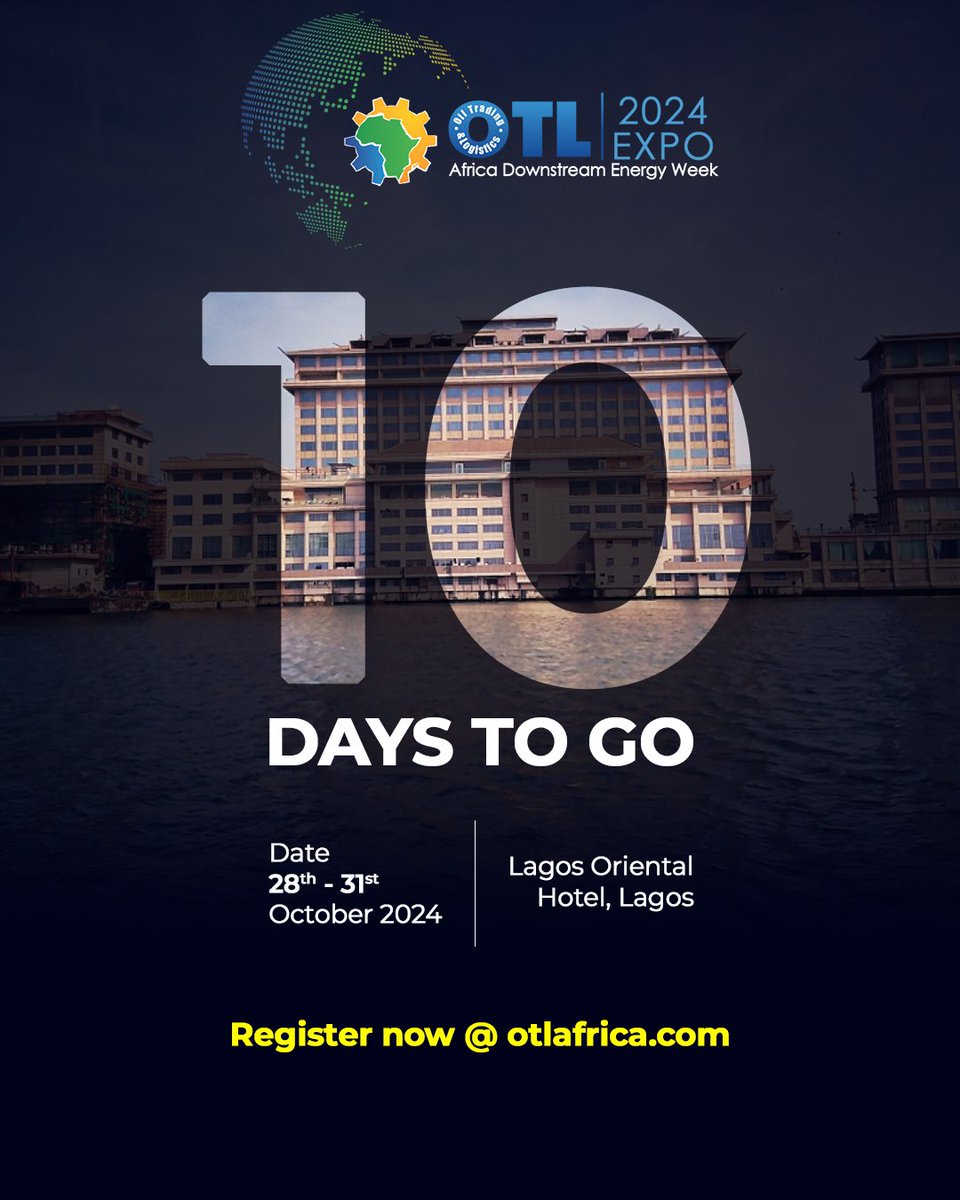 It's 10 days till the continent's biggest downstream energy event of the year!
#OilProduction #EnergyStrategy #OilAndGasNews #GasDistribution #NigerianEconomy #OilAndGasIndustry #GasExploration #EnergyDevelopment #LagosBusiness #NigeriaEvents #OilTrade #GasTrade #EnergyPolicy