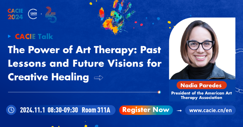 CACIEofficial's tweet photo. Join #CACIE2024 to meet Nadia Paredes, President of the American Art Therapy Association. On November 1, she will deliver a speech about art therapy and creative healing.π¨π
#CACIE #CACIETalk #Education #cooperation #Expo #China