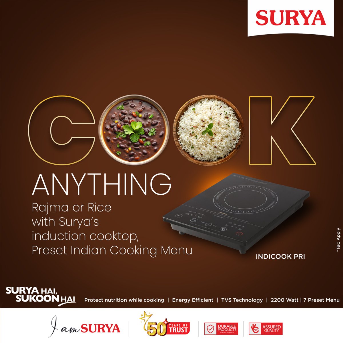 surya_roshni's tweet photo. Transform your kitchen into a culinary haven with Surya Indcook. Prepare a complete meal with ease, from delicious rajma and fluffy rice, or from main course to flavorful sides. Enjoy the convenience of cooking anything you desire in one versatile cooktop!
#indicook #surya https://t.co/NcolAnLv5l