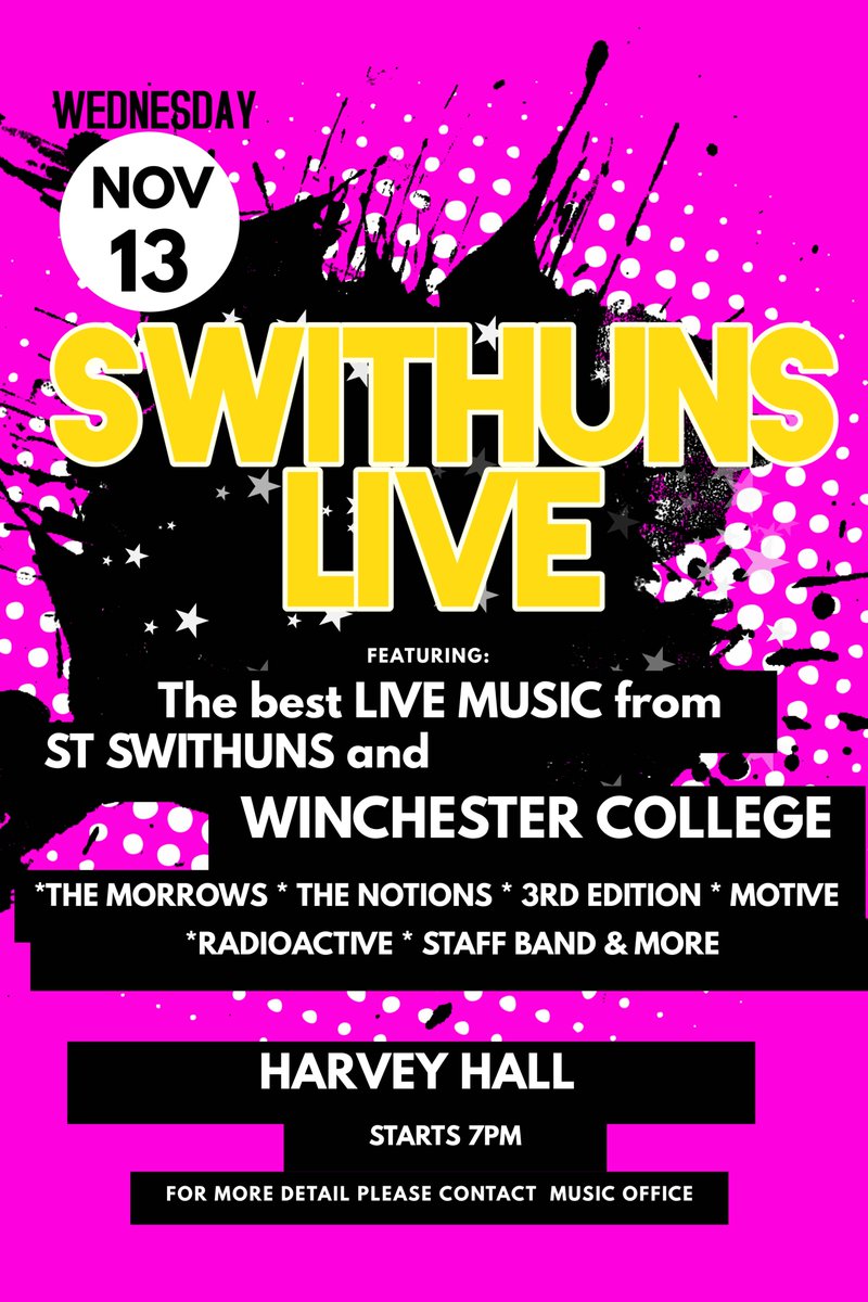 Come along and show your support for our bands in our upcoming Swithun's Live concert on November 13th!
