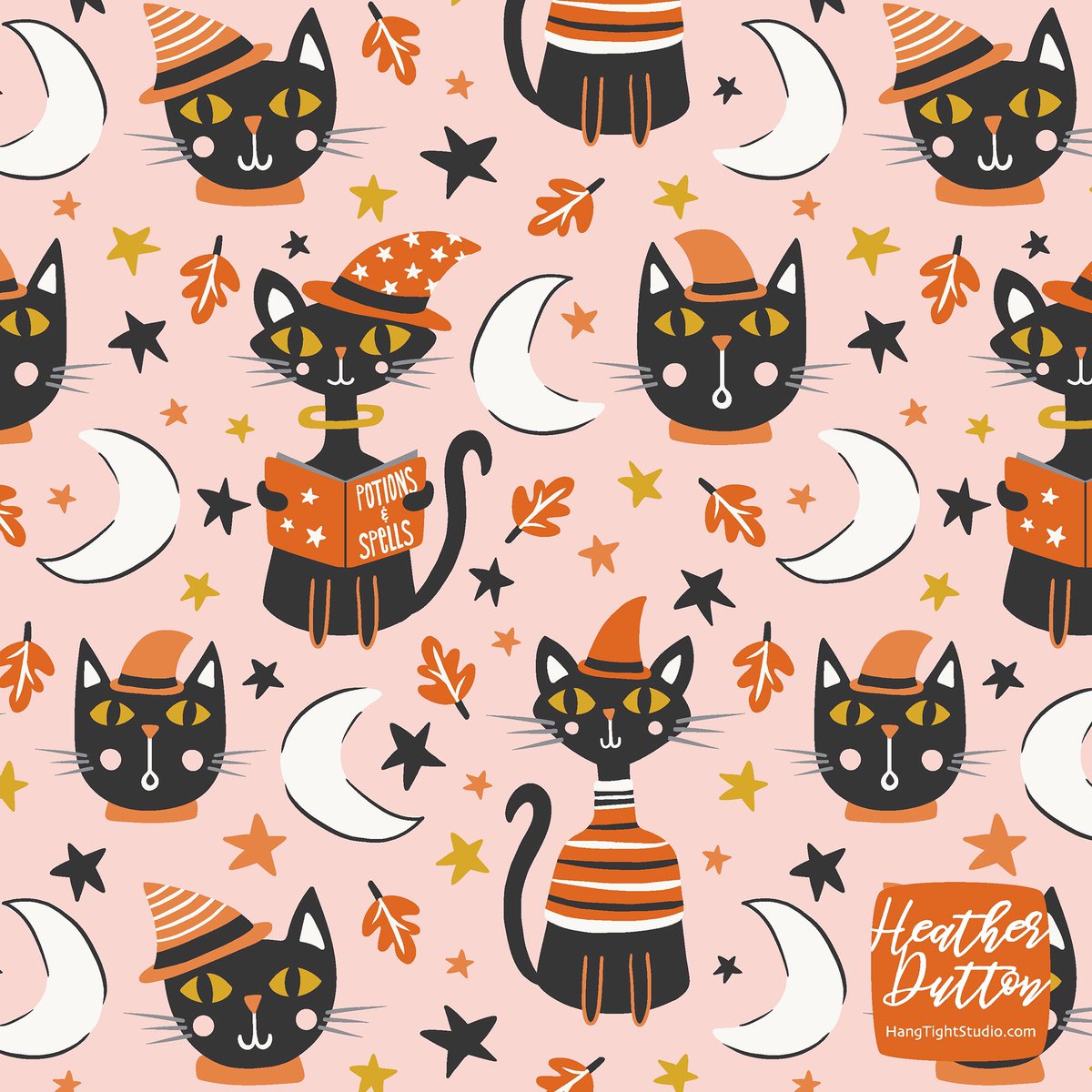 Mischief Makers 😺🎃😺 These witchy cats are whipping up some sweetly spooky potions for Halloween! bit.ly/3Ylt21C

#patterndesigner #patterndesign #surfacedesign #surfacepattern #artlicensing #halloweenfabric #Halloween2024
