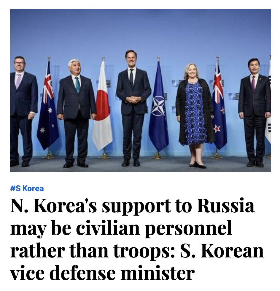 North Korea might be providing Russia with civilian personnel rather than sending its own troops for the war effort in Ukraine, a senior South Korean defense official has said - Yonhap

Vice Defense Minister Kim Seon-ho made these comments amid growing speculation that North