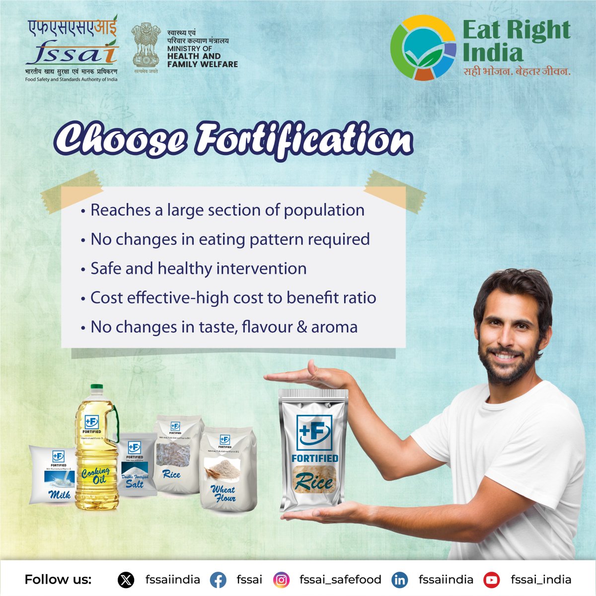 fssaiindia's tweet photo. Fuel your body with the power of fortified food – where nutrition meets strength for a healthier tomorrow!
#FortifiedFriday #FSSAI https://t.co/ZWdIewyG1f
