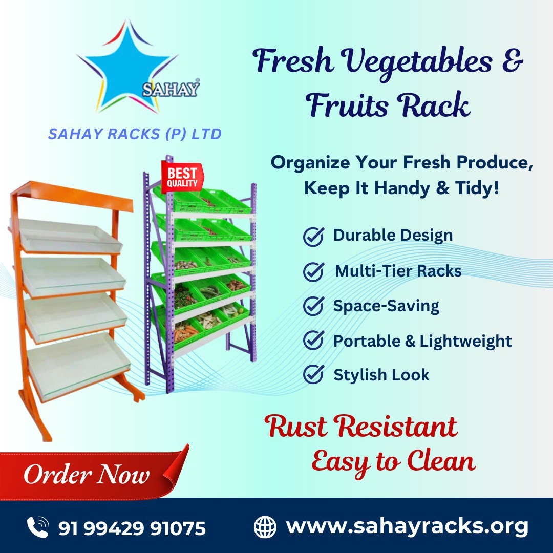 RacksSahay's tweet image. 🍏 Freshness Meets Organization! 🍅
Keep your fruits and vegetables fresh and neatly organized with our premium Vegetable &amp;amp; Fruit Racks from Sahay Racks. 
Contact us: 99429 91075
#VegetableRack #FruitRack #StorageSolutions #RetailRacks #SupermarketRacks #tuticorin #chennai