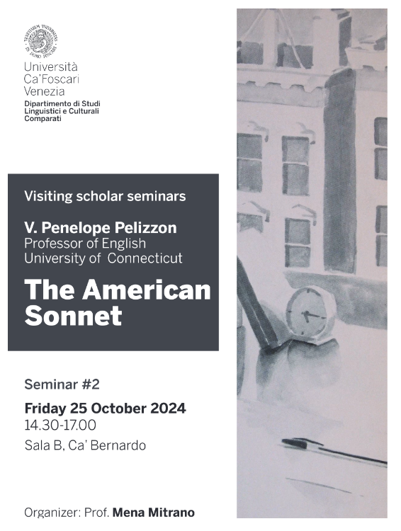 vpenpelizzon's tweet photo. I'm sharing a talk on American Sonnets next week in Venice, open to the  public in another of Ca' Foscari's lovely seminar rooms. Come for the  poetry, enjoy the canal-side views as a bonus! This seminar will consider the American sonnet in all its  vigor and diversity. https://t.co/OOfscMkNgX
