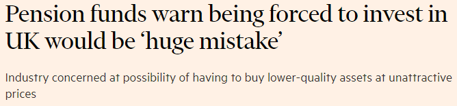 The commentators contributing to this FT article are approaching it from one perspective - historic returns to private individuals - let me approach it from a different position the cost of capital for UK-listed companies, &amp; the domestic economic spillover. A 🧵...