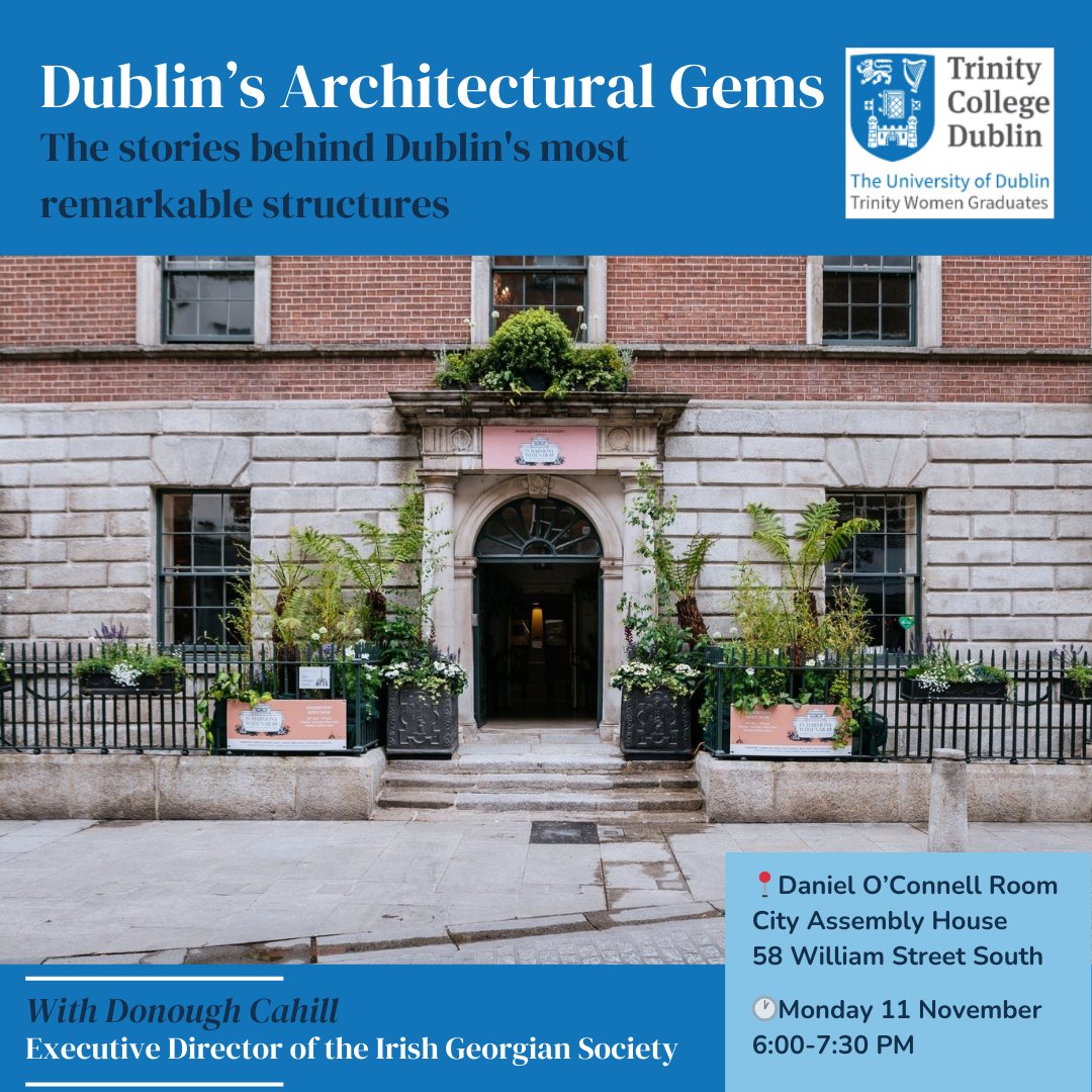 Join us for a talk at the <a href="/IrishGeorgian/">Irish Georgian Society</a> Society with Executive Director Donough Cahill about ‘Dublin’s Architectural Gems’. 🏘️

Followed by a drinks reception🍷

Tickets cost €10 - book yours before we sell out!

Register: bit.ly/407ARco

#InspiringGenerations