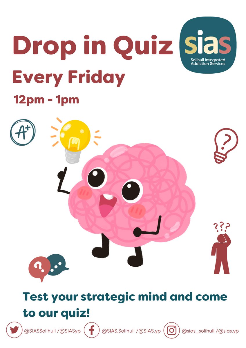 We host a drop in quiz, every Friday between 12pm - 1pm!