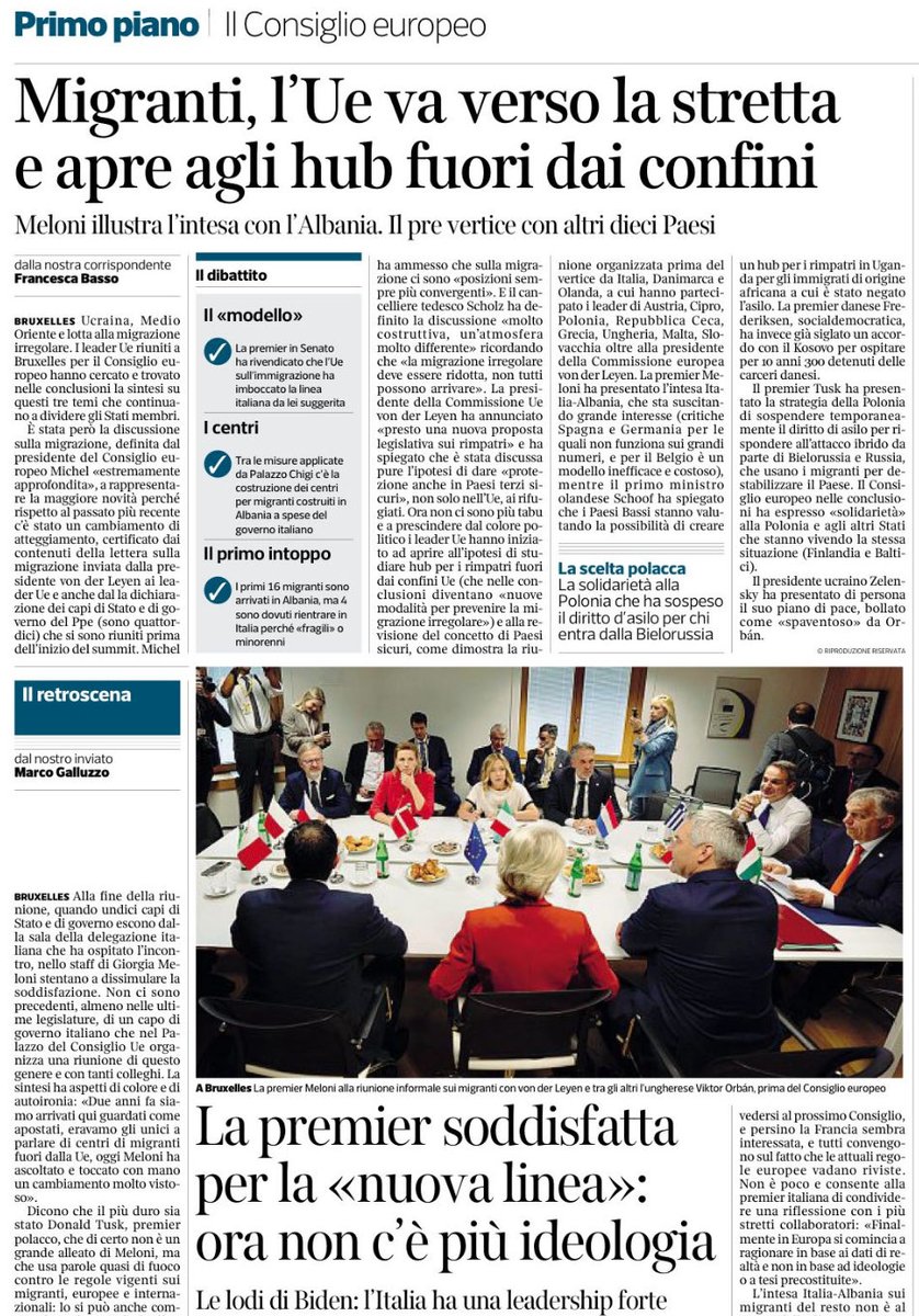 GibelliTiziana's tweet photo. Toh, una pagina del ⁦@Corriere⁩ oggi ci racconta che #Meloni non è poi così isolata in #UE…

L’#isolata dell’🇪🇺 è #Schlein 🤷🏻‍♀️ https://t.co/5KOEs4SwvW