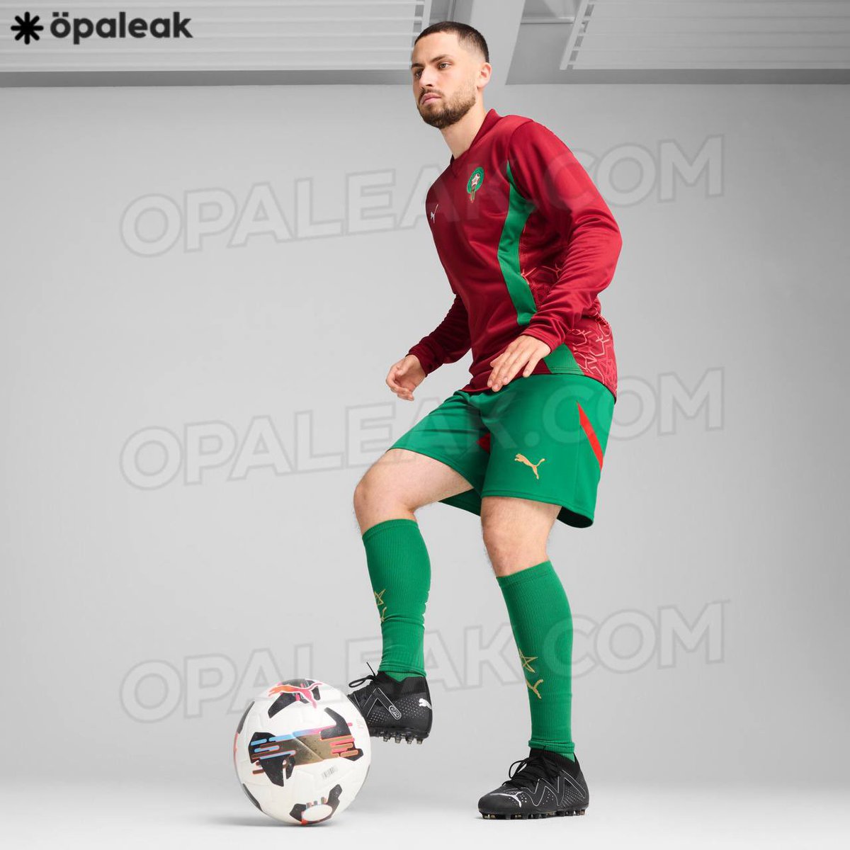 OFFICIALMTF2K18's tweet photo. OFFICIAL: Morocco’s Pre-Match Top revealed! 🇲🇦
Thanks to @opaleak, the specialists in unveiling the latest jerseys, for the exclusive shots. What do you think of the design? 
#morocco #puma https://t.co/tOTD7dcp9j
