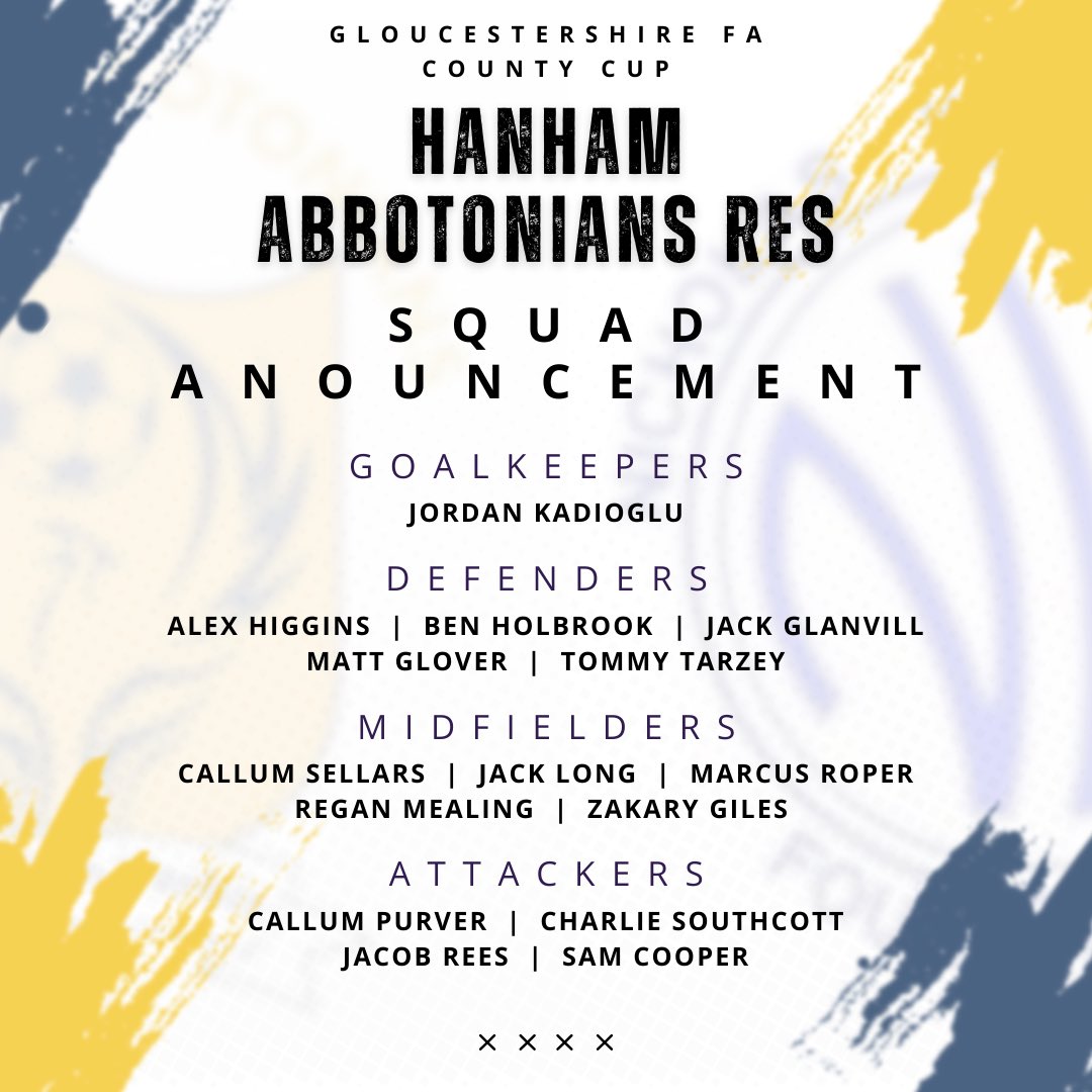 🚨NEXT UP + SQUAD ANNOUNCEMENT🚨

We back baby! 

After a couple of weeks off we go up against <a href="/the_wands/">Nicholas Wanderers AFC</a> in the Gloucestershire County FA Cup tomorrow ⚽️

📅 Sat, 19th Oct 2024
📍 Lees Hill, Bristol
🕑 2pm Kick Off

Let’s go yellows 🟡🔵!!

#hanhamabbots #yellows 🫶🏻