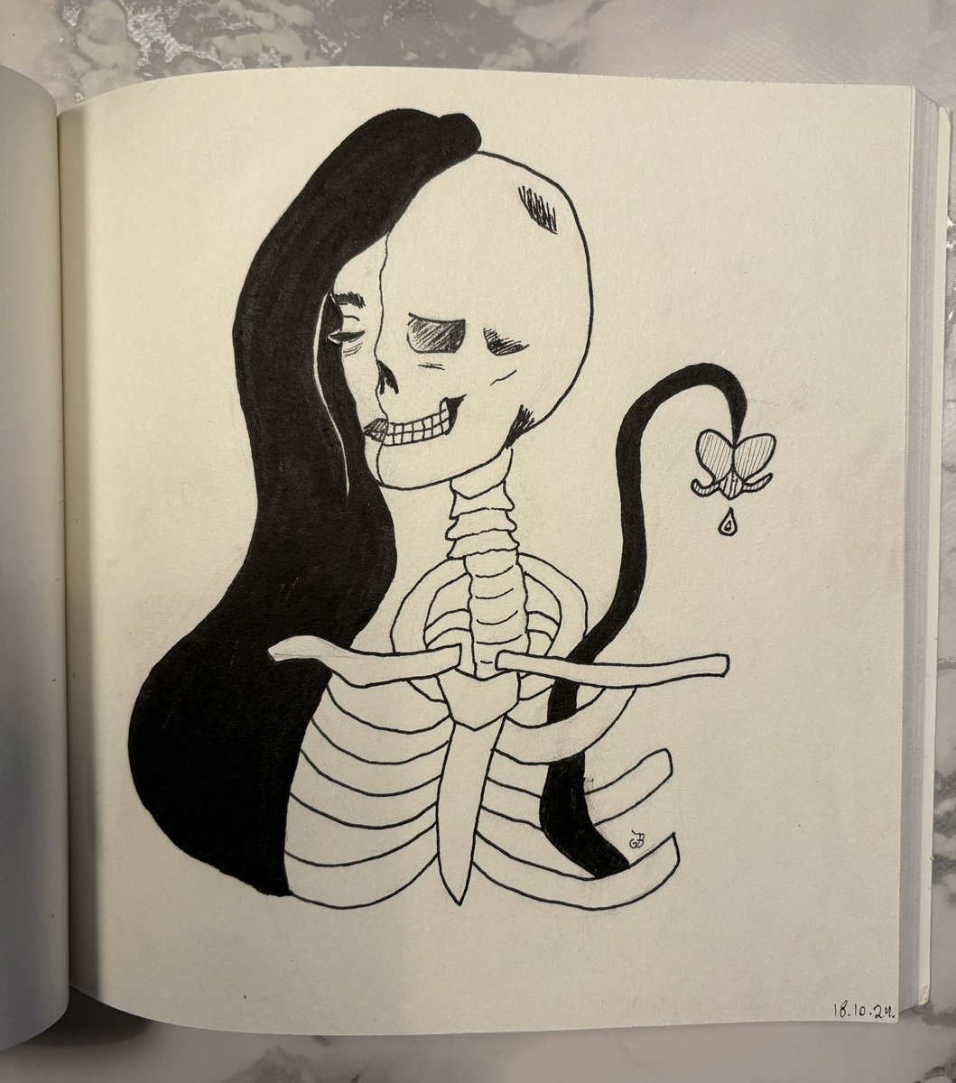 JulieAllNighter's tweet photo. Skeleton💀
#inktober #inktober2024 https://t.co/4EfaPIxi4t