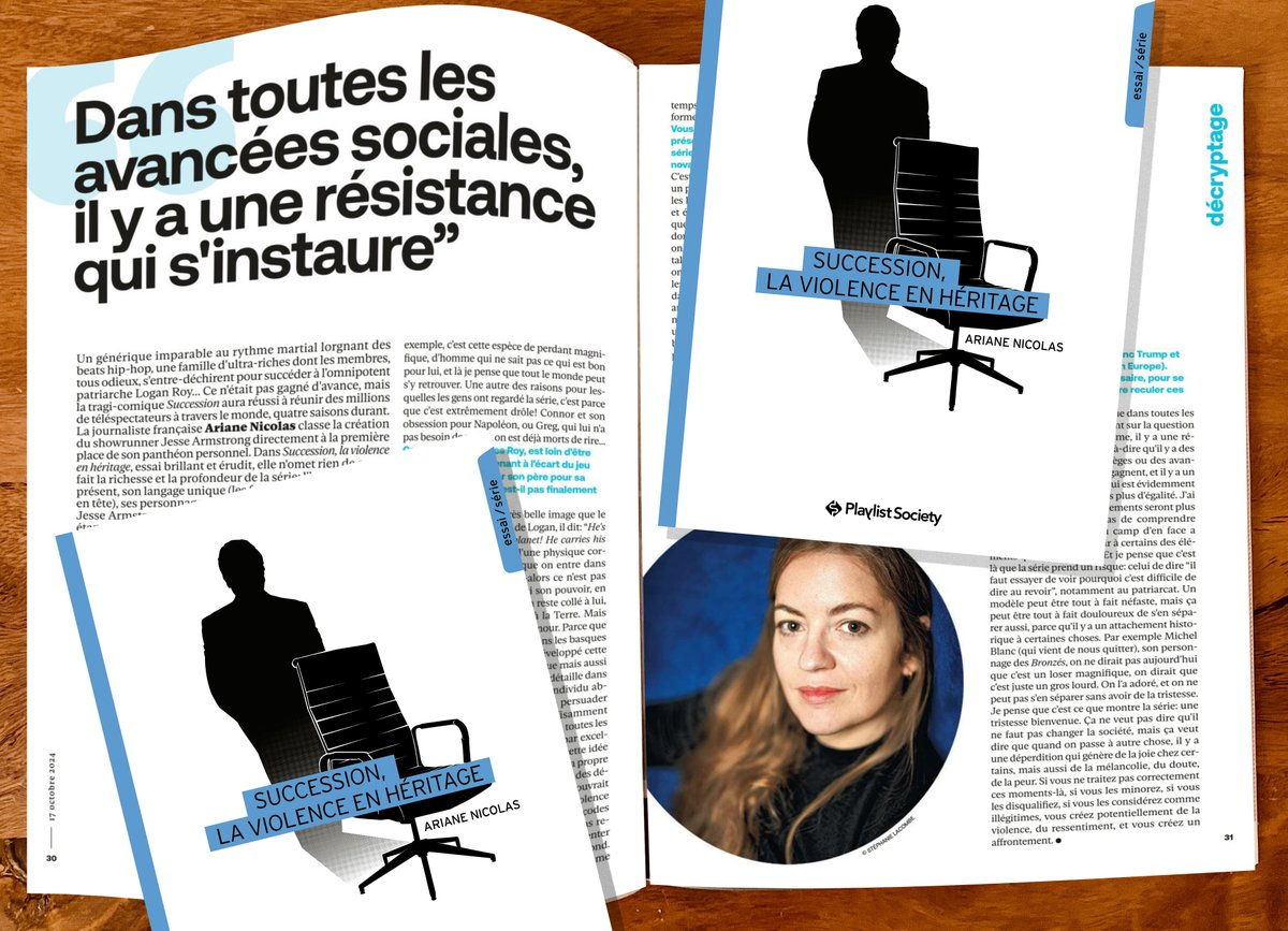 PlaylistSociety's tweet image. « Brillant et érudit » : Succession, la violence en héritage est dans le nouveau numéro de @FocusVif avec une grande interview de @ArianeNicolas_  par @MarcelRAMIREZ, où transparaissent parfaitement les enjeux du livre &amp;lt;3