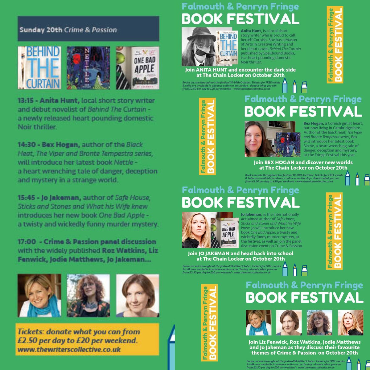 Cornwall Writers (@cornwallwriters) on Twitter photo Sunday 20th is Falmouth & Penryn Fringe Book Festival's 'Crime and Passion' Day! Meet <a href="/Janxie12/">Anita Hunt MA - Piskie Dreams</a> <a href="/bexhogan/">Bex Hogan</a> <a href="/JoJakemanWrites/">Jo Jakeman</a> <a href="/liz_fenwick/">Liz Fenwick</a> <a href="/RozWatkins/">Roz Watkins</a> and <a href="/JodieRMatthews/">Jodie Rhian Matthews</a>
terracegallery.co.uk/collections/ev…
#bookfestival #Cornwall #authors #bookshelf Sunday 20th is Falmouth & Penryn Fringe Book Festival's 'Crime and Passion' Day! Meet <a href="/Janxie12/">Anita Hunt MA - Piskie Dreams</a> <a href="/bexhogan/">Bex Hogan</a> <a href="/JoJakemanWrites/">Jo Jakeman</a> <a href="/liz_fenwick/">Liz Fenwick</a> <a href="/RozWatkins/">Roz Watkins</a> and <a href="/JodieRMatthews/">Jodie Rhian Matthews</a>
terracegallery.co.uk/collections/ev…
#bookfestival #Cornwall #authors #bookshelf