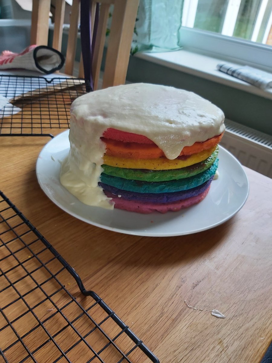 I've been baking. I've used up all the jam and icing sugar in the house! #RainbowCake
