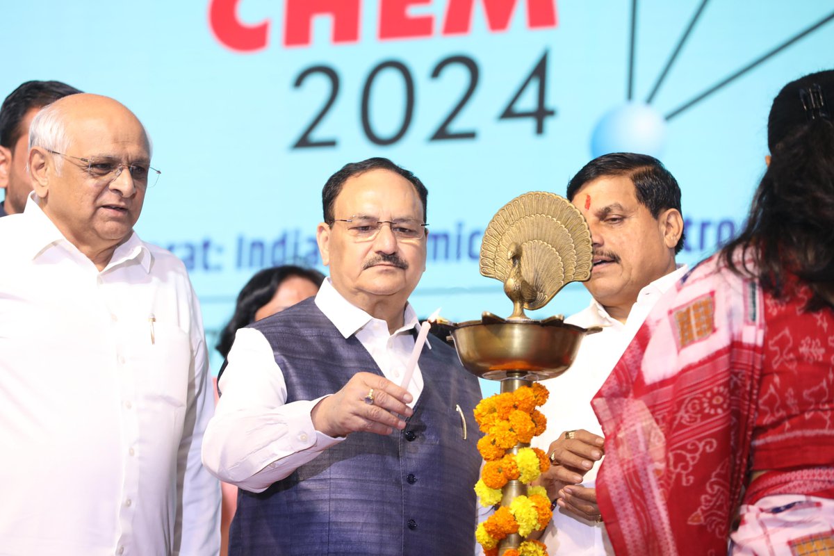JPNadda's tweet photo. Addressed the 13th Biennial International Exhibition and Conference #IndiaChem2024 in Mumbai.

India's chemical and petrochemical industry is poised for remarkable growth as we embrace innovation, sustainability, and self-reliance. The sector plays a pivotal role in realizing our vision of 'Viksit Bharat@2047'. Through collaboration between the government, industry, and academia, India continues to lead globally in this sector.

This year's theme, 'The Advantage Bharat: Indian Chemicals and Petrochemicals Paving the Future,' reflects India's progress towards innovation, sustainability, and global leadership. The event underscores India's growing global significance in the chemical sector.

Under the dynamic leadership of Hon'ble PM Shri @narendramodi ji, we will leave no stone unturned in advancing the progress of the chemicals sector. Let us work together to create a sustainable, innovative, and prosperous future for India's chemical industry.