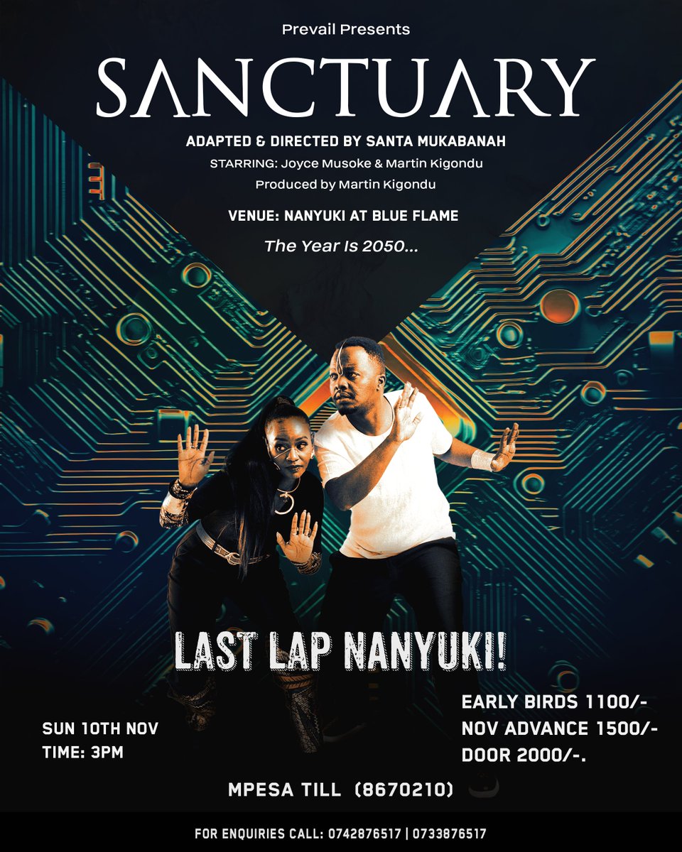 LAST LAP: NANYUKI. One final time, shall we? Catch futuristic vibrations in this SciFi romance brought to you by <a href="/wamwiruamusoke/">Joyce Wamwirua Musoke</a>  &amp; <a href="/KigonduW/">Martin Kigondu.</a>, directed by <a href="/Santa_Creates/">Santa Mukabanah: Visual Storyteller & Entrepreneur</a>  at @blueflamenanyuki #nanyukilove and for those who missed it in the capital, how about a road trip 😉