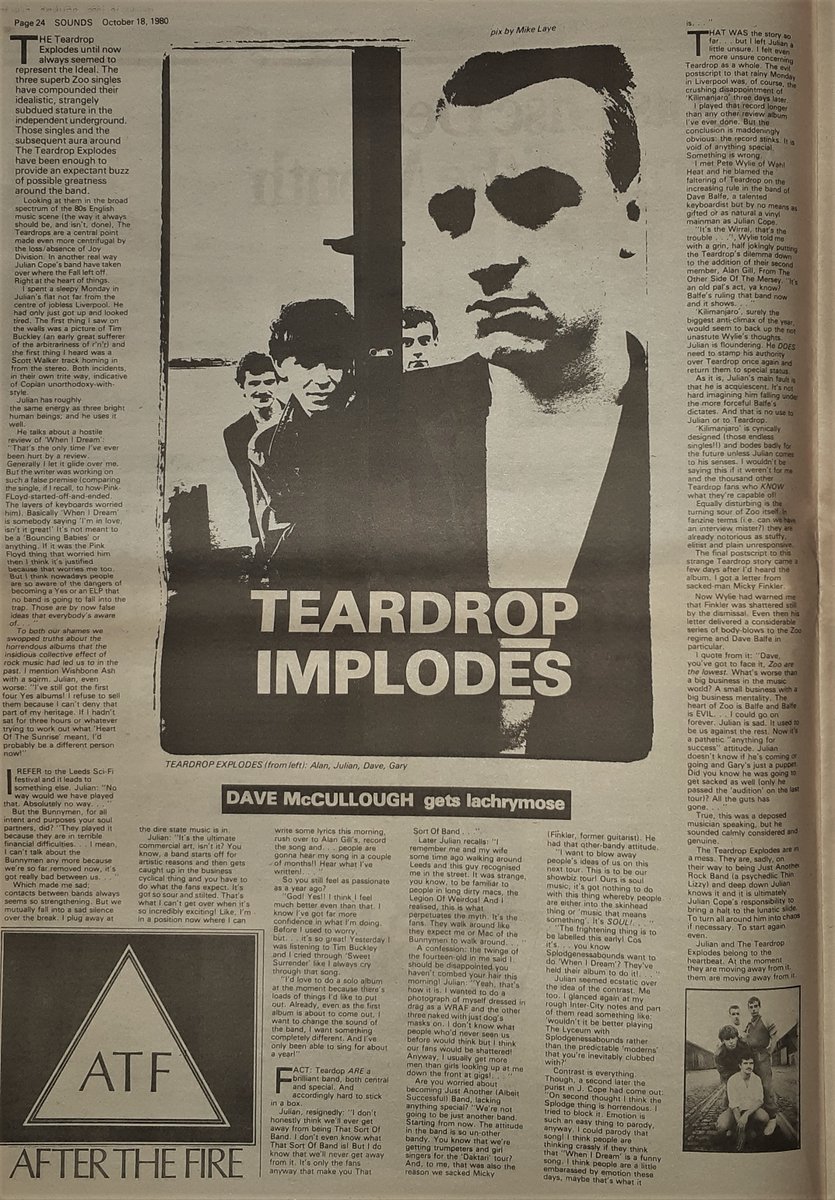 Sounds Clips (@soundsclips) on Twitter photo 18th, October 1980 an article on The Teardrop Explodes by Dave McCullough. "Julian has roughly the same energy as three bright human beings; and he uses it well." <a href="/TExplodes/">The Teardrop Explodes</a> <a href="/JulianHCope/">Julian Cope</a> 18th, October 1980 an article on The Teardrop Explodes by Dave McCullough. "Julian has roughly the same energy as three bright human beings; and he uses it well." <a href="/TExplodes/">The Teardrop Explodes</a> <a href="/JulianHCope/">Julian Cope</a>