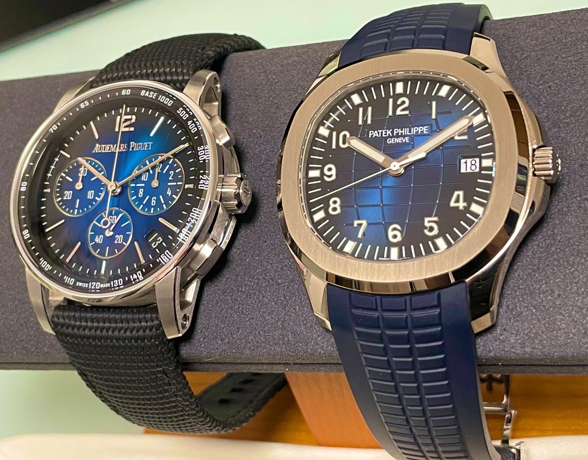 11shima's tweet image. クリーニングなう！
#至極の2本
今のところコチラ、青ばっかり笑
サイコー♪

#パテックフィリップ
#アクアノート
#5168G
#オーデマピゲ
#CODE1159
#PPAP