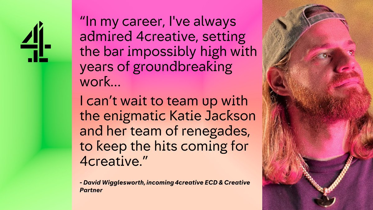 We’re delighted to announce <a href="/Channel4/">Channel 4</a> has appointed David Wigglesworth as Executive Creative Director &amp; Creative Partner of <a href="/4creative/">4creative</a> , our multi-award-winning in-house creative agency.

More here: channel4.com/press/news/cha…
