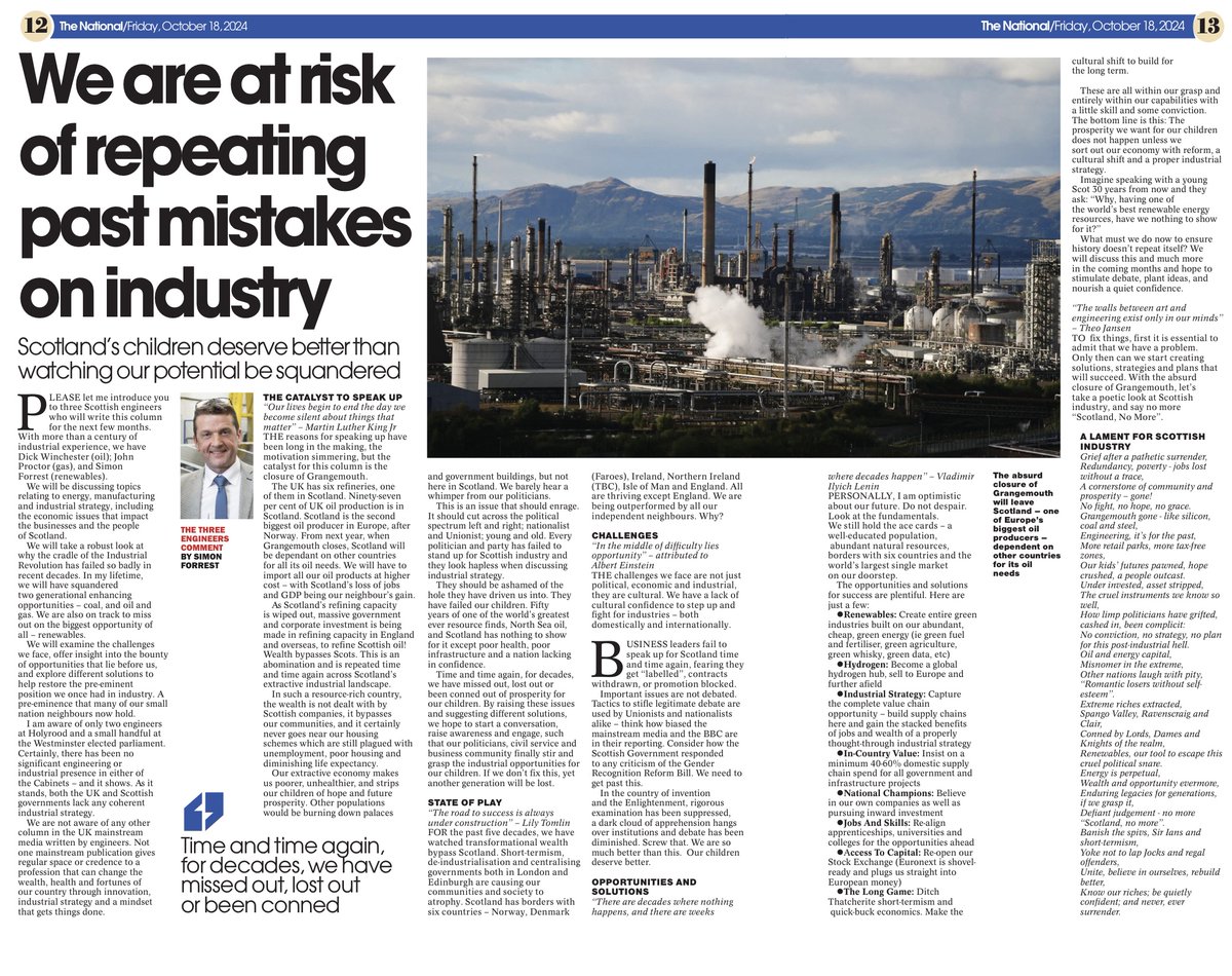 <a href="/SimonForrest11/">Simon Forrest</a> speaks with straightforward ambition for Scotland’s renewables, Grangemouth and taking matters into our own hands. Read the full story in today’s <a href="/ScotNational/">The National</a> &amp; watch out for the articles that follow. Join the conversation. #Scotland #Prosperity