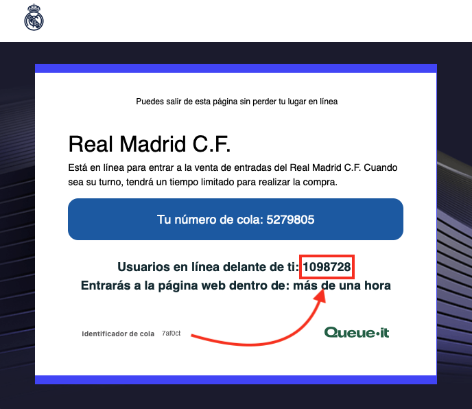 soccermemoriess's tweet photo. El @realmadrid debe revisar de forma urgente su sistema de venta de entradas.

Hay ahora mismo más de UN MILLÓN de "personas" en cola para compra de entradas para el Clásico vs FC Barcelona...

Y lo grave es que estamos en periodo de ventana exclusiva para socios.

Hilo breve.
