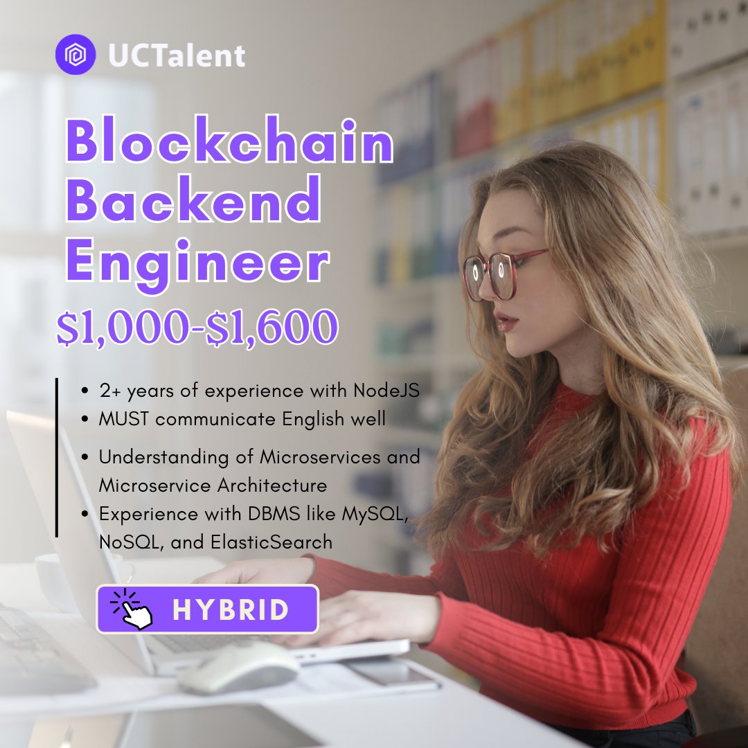 UCTalent_io's tweet image. 🌟🔧Exciting #Blockchain Job Opportunities ⬇⬇⬇

#BlockchainEngineer #nodejs #backendengineer #TechCareers #BlockchainJobs #UCTalent #web3 #hiring