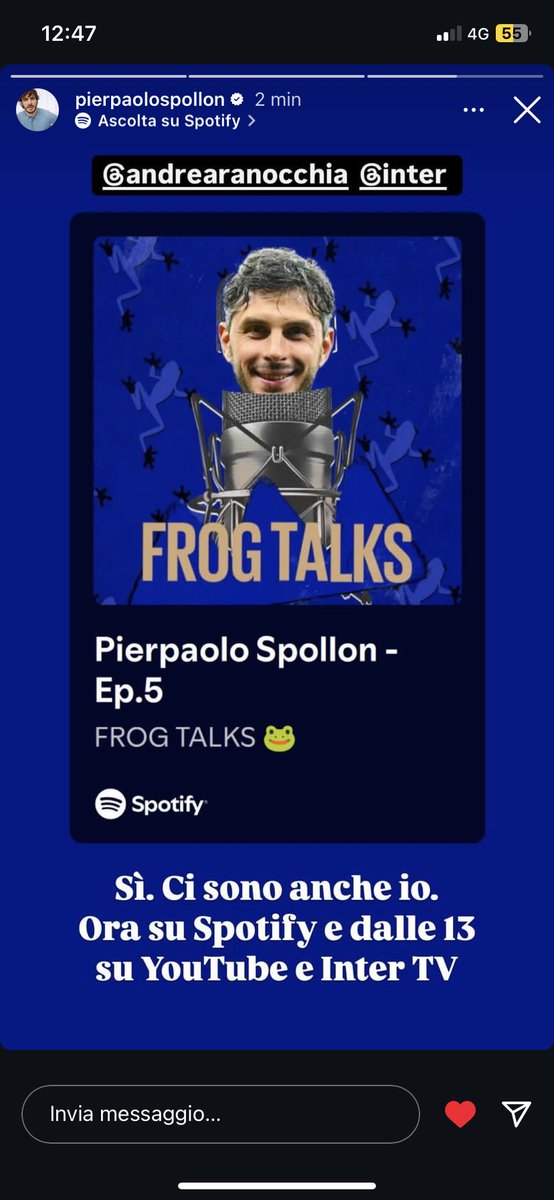 Francy18s's tweet image. Una fantastica puntata di #FrogTalks a cui ha preso parte il nostro @pierspollon 🤩 Adesso disponibile su Spotify, e dalle 13.00 anche su YouTube e Inter TV✨
Giornata svoltata!!!🫶
#Spollondì #Spollonverso #SpollonversoLuniversoPiùMagicoCheCè