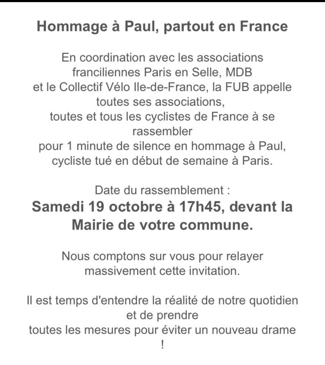 Suite au meurtre de Paul et pour toutes les autres victimes 

                 Rassemblons nous !