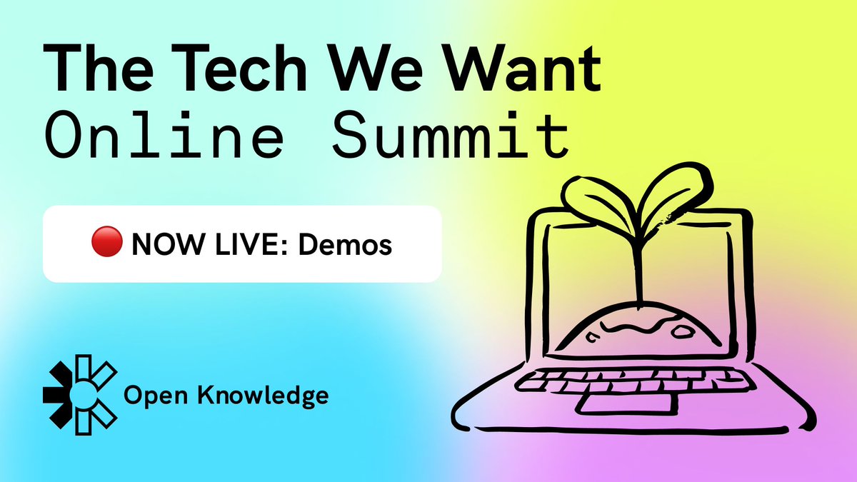 🔴 LIVE NOW: #TheTechWeWant Demos: youtube.com/live/V7Sxo0IXe…

Join us to learn from 15 projects from all around the world selected through an open call. These are great examples of projects, big and small, that are already trying to build the technology we want.